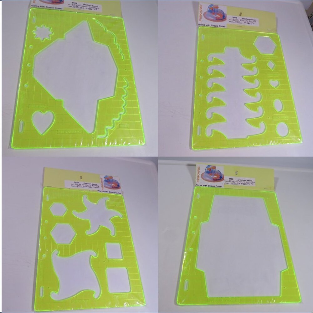FISKARS “Shape Template” (4) Envelope #1, #2, Memory Pockets, Box #3